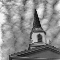First Baptist Church (Milan, TN) Steeple against Dramatic Clouds 
