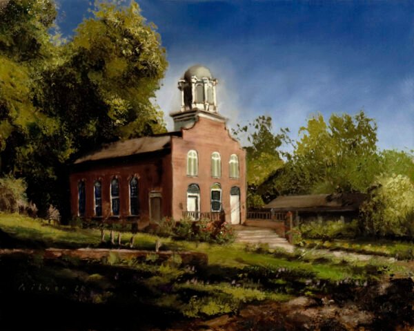 Revival of Rodney, MS Presbyterian Church 16×20 oil on cradled hardboard 9 21 copy