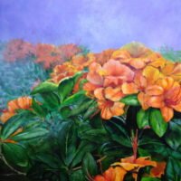 Mist in a Garden of Orange Lilies 