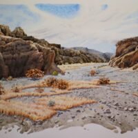 2024 Camp Wilson, Palm Wash, watercolor, 17×11.5 