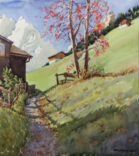 2025 Gimmelwald Impression no.2 (plein air), watercolor, 8.75×10