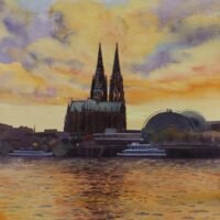 2025 Koln Cathedral, watercolor, 12×16 (coll. Jan DeWaal) 