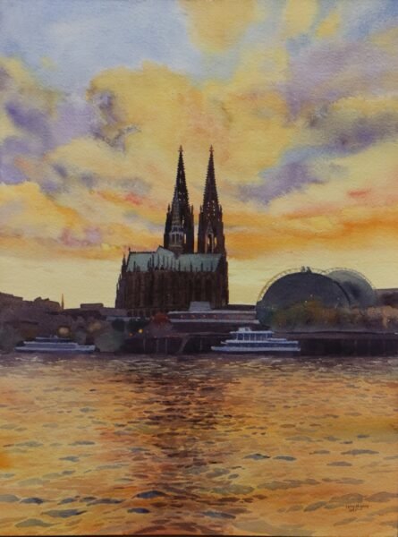 2025 Koln Cathedral, watercolor, 12×16 (coll. Jan DeWaal)