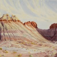 2015 The Teepees in Morning Light, plein-air watercolor, 12×6 