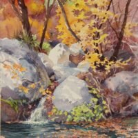 2016 Thanksgiving Morning, plein air watercolor, 7×9 