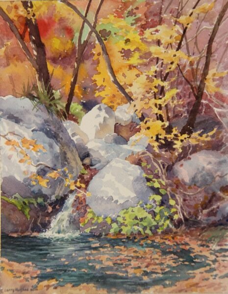 2016 Thanksgiving Morning, plein air watercolor, 7×9