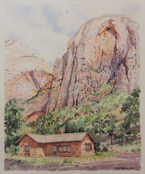 2019 Grotto House, plein-air watercolor, 7.5×9.25
