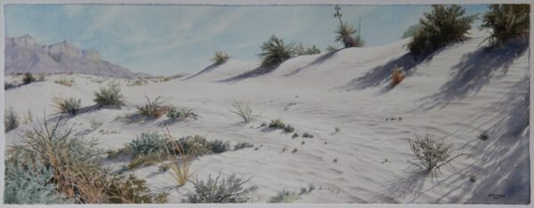 2015 Gypsum Dunes, Guadalupe Mountains National Park, watercolor, 30.25×11.5