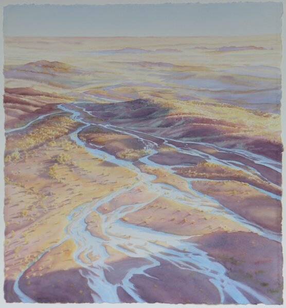 2016 Spreading Dawn, Blue Mesa Outlook, watercolor, 22.5×24.5
