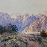 2017 Looking Back at Zion, watercolor, 23×13 