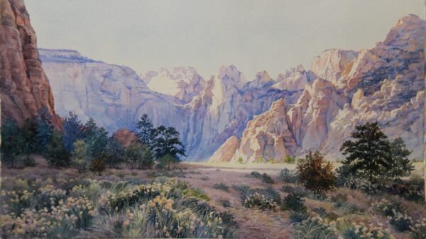 2017 Looking Back at Zion, watercolor, 23×13