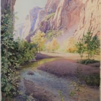 2020-2023 A Walk in the Park, watercolor, 22.75×30, 2023 rework 