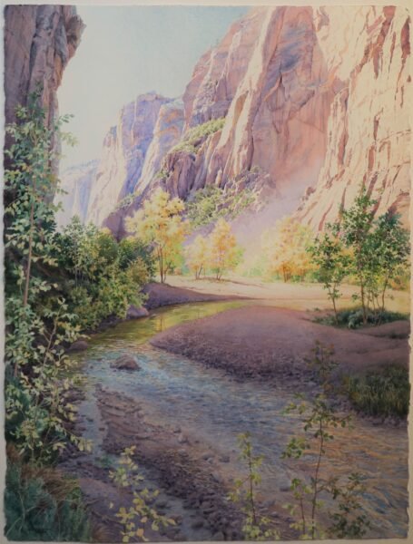 2020-2023 A Walk in the Park, watercolor, 22.75×30, 2023 rework