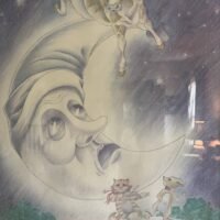 Pencil drawing of Cow jumps over the moon 